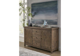 8FJ873 Autumn Solid Wood Three Drawer Two Door Sideboard In Flint Oak