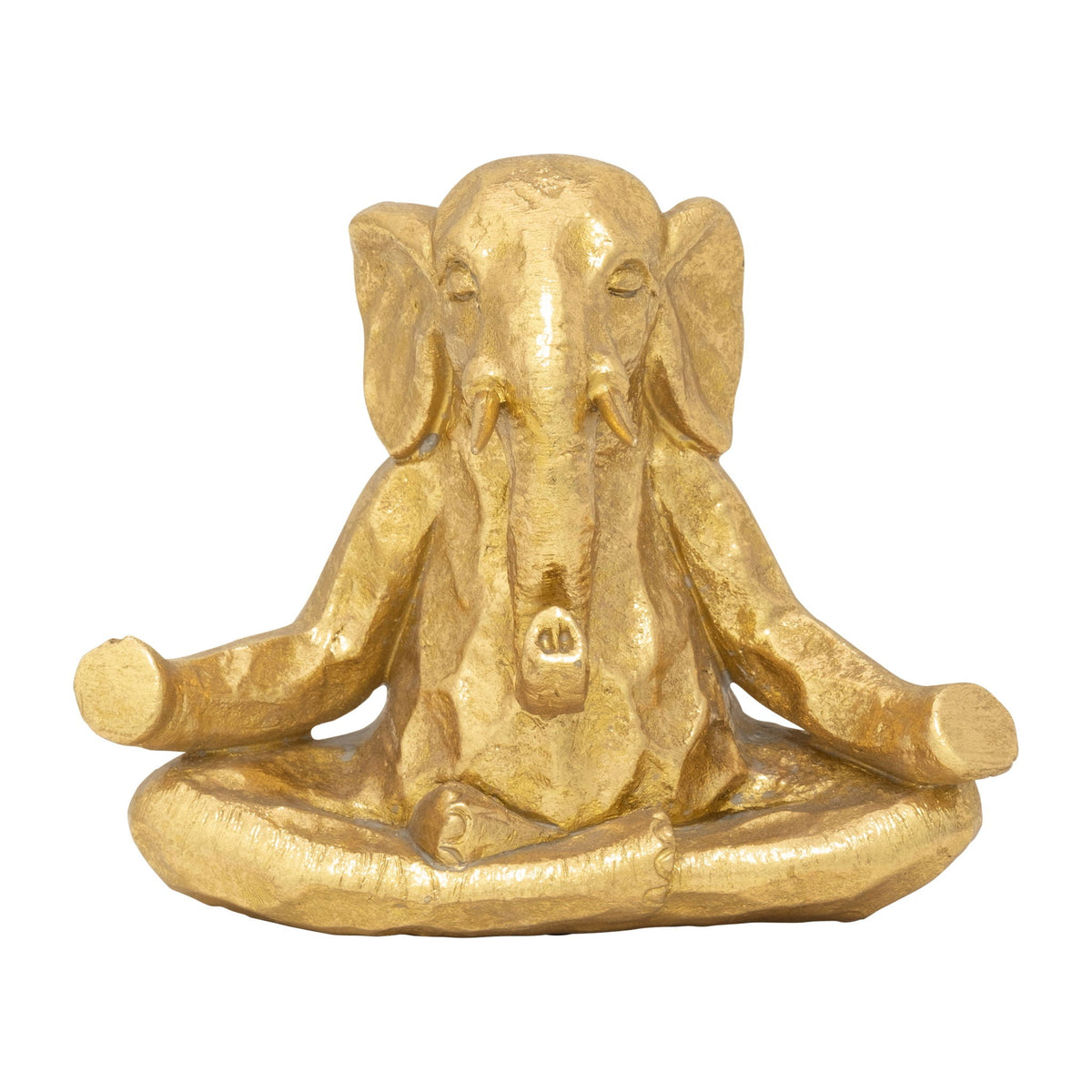 Polyresin Meditating Elephant 8" - Gold