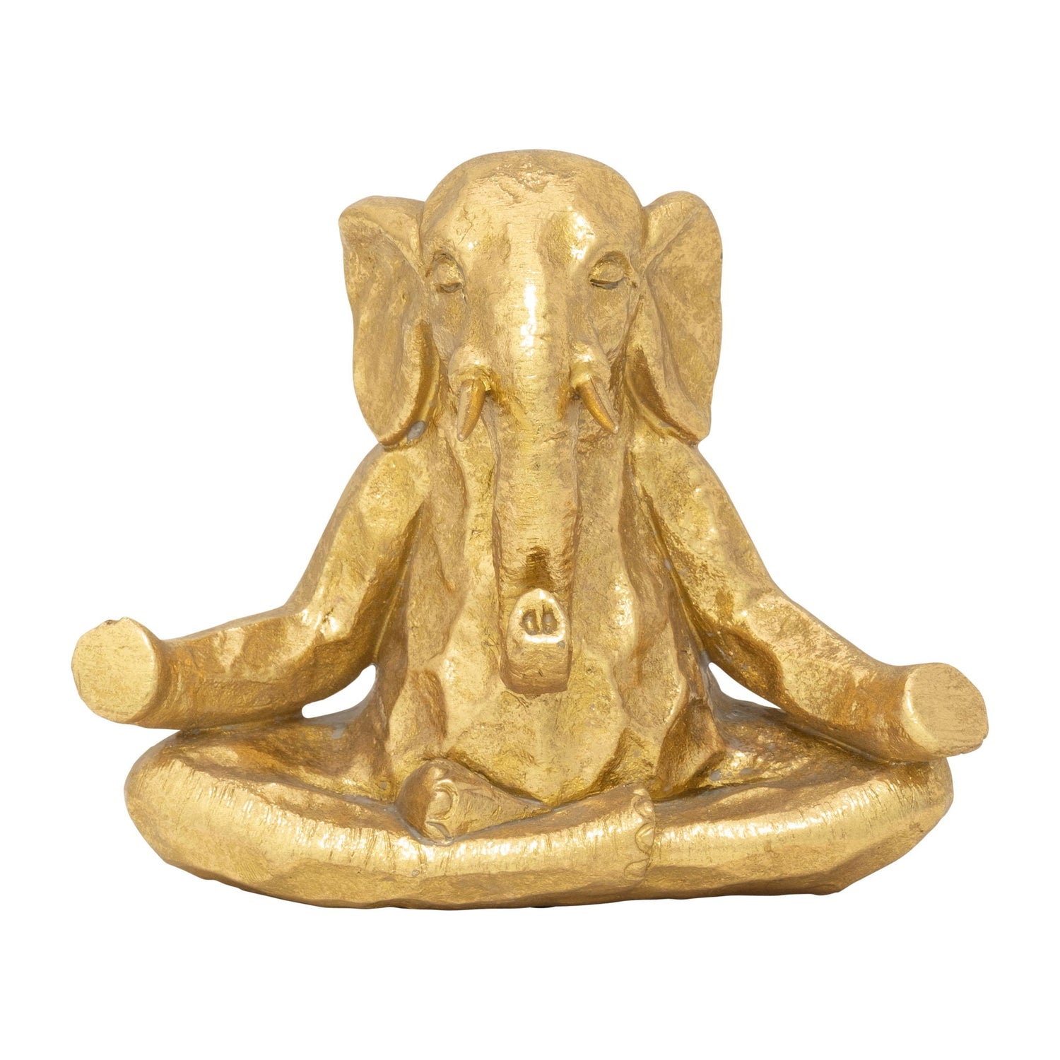 Polyresin Meditating Elephant 8" - Gold