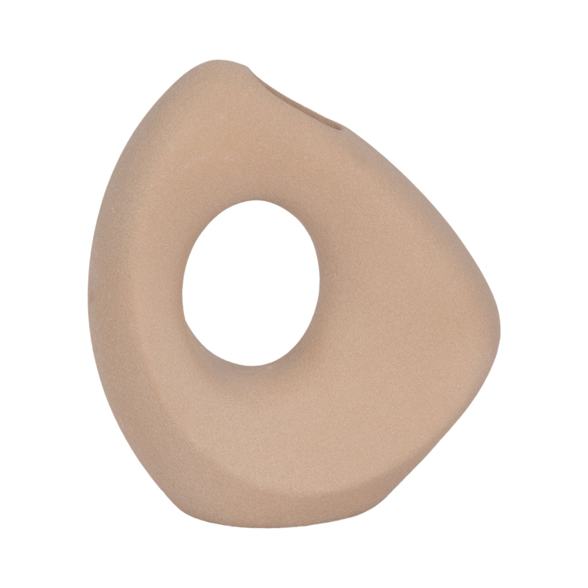 8" Lopsided Open Cut Out Vase Sand Texture - Tan