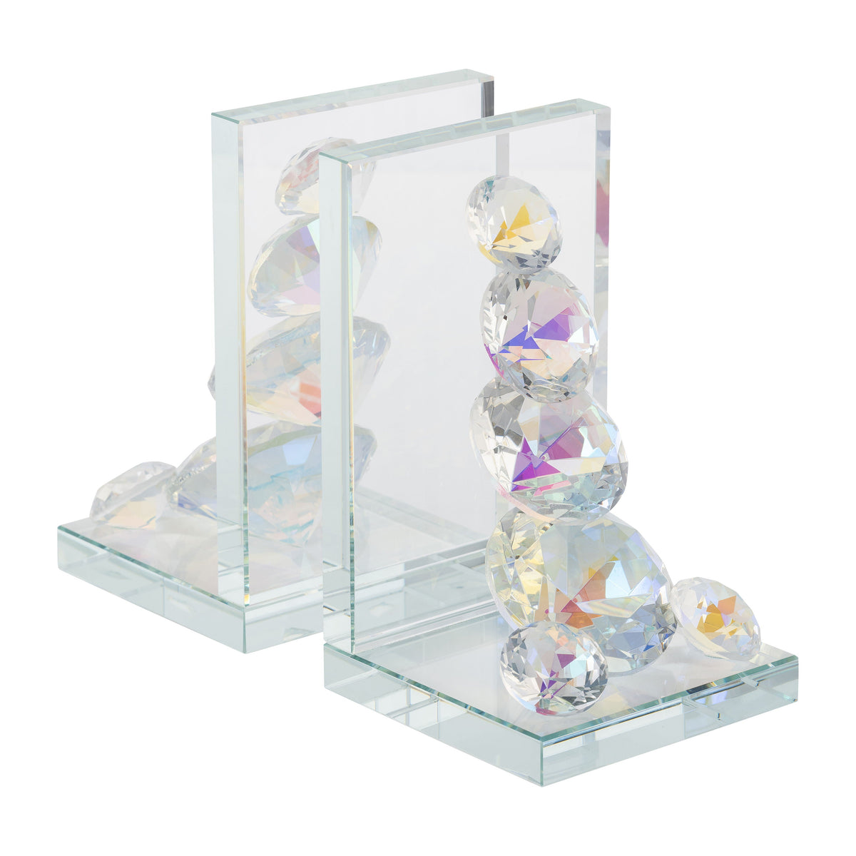 Crystal Diamond Bookends (Set of 2) - Rainbow