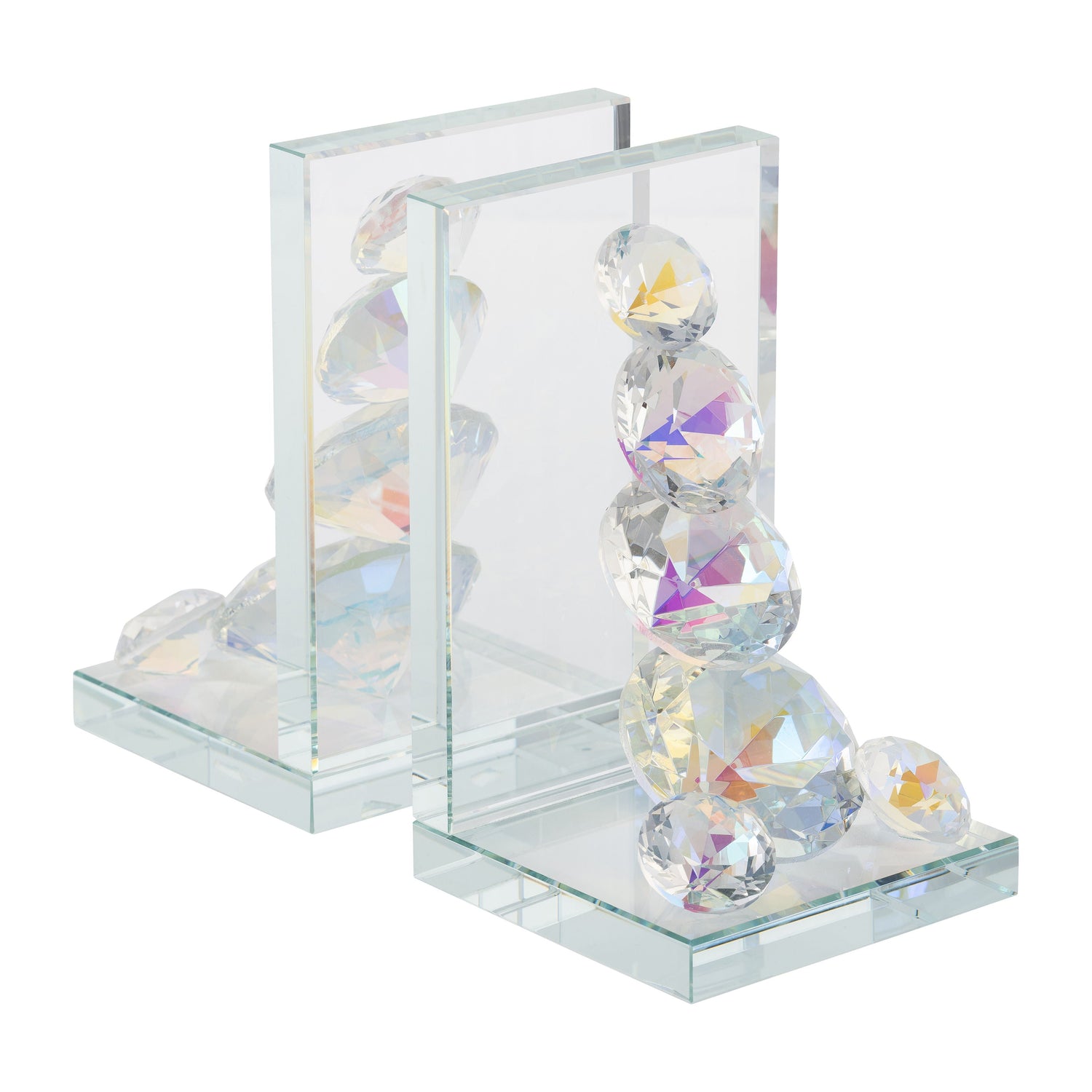 Crystal Diamond Bookends (Set of 2) - Rainbow