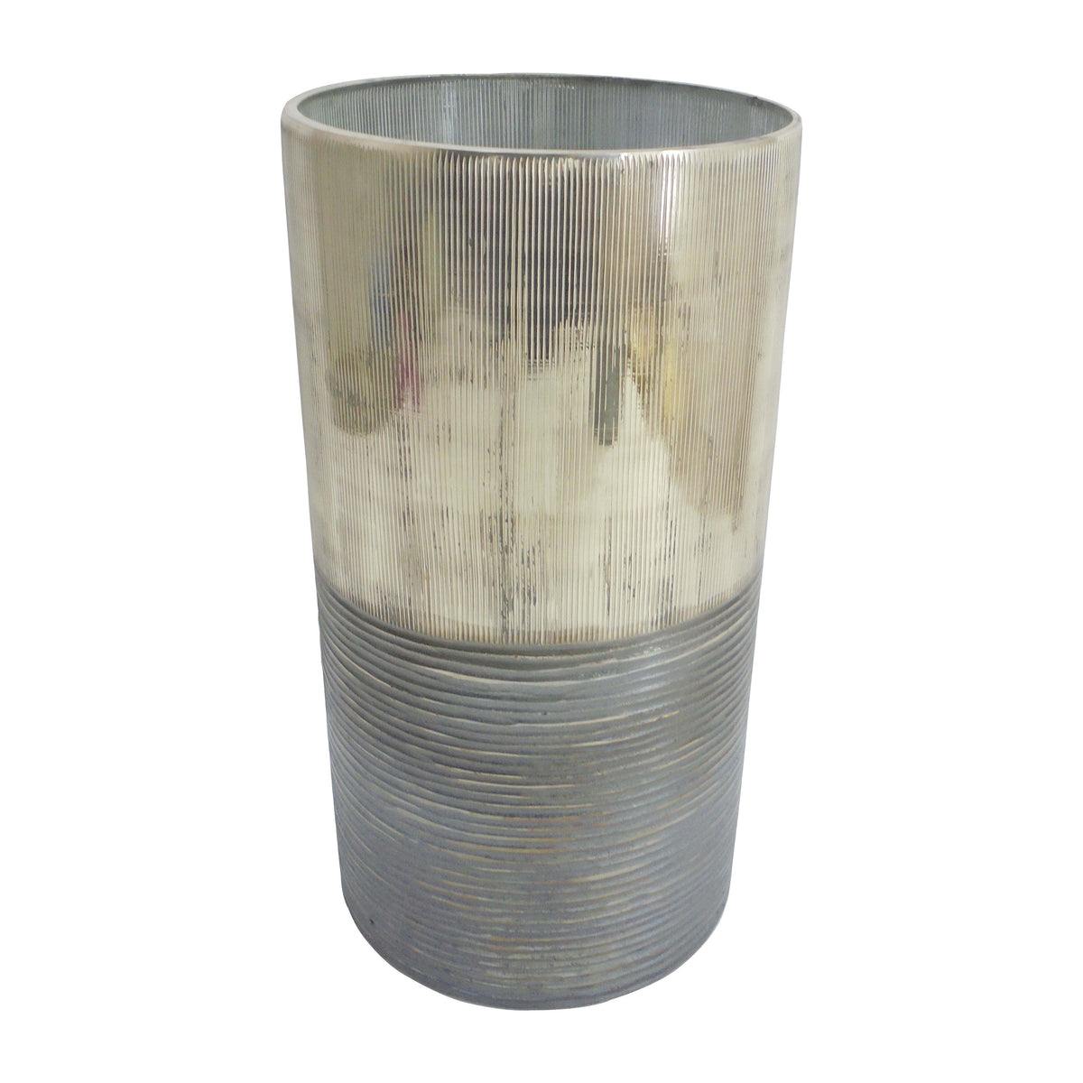Glass 13" Metallic 2-Tone Vase - Silver