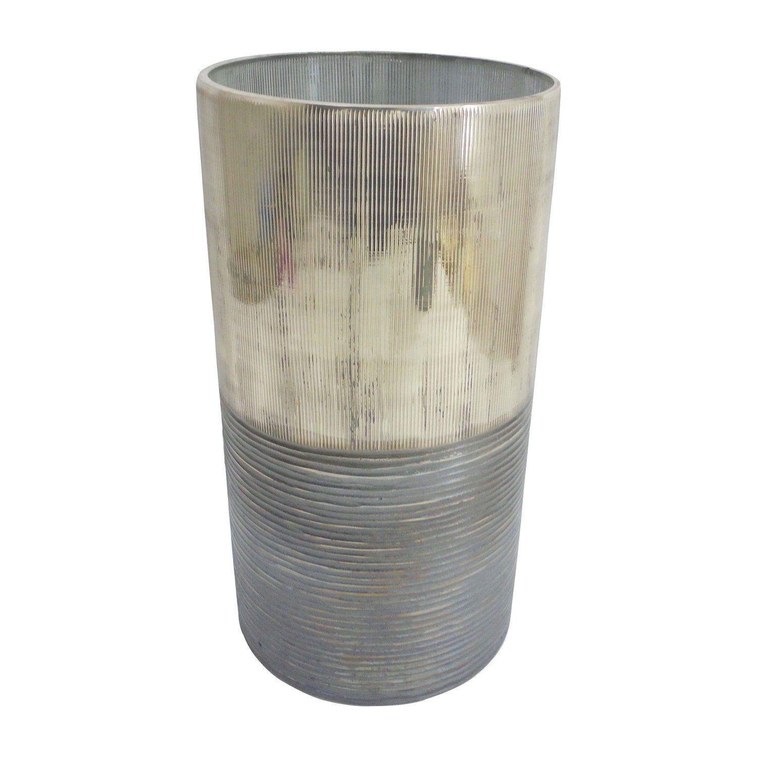 Glass 13" Metallic 2-Tone Vase - Silver