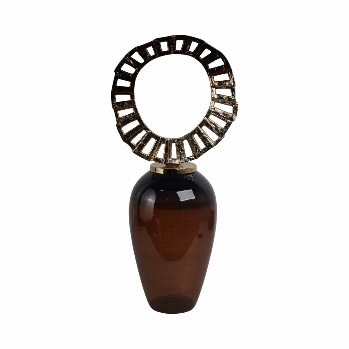 Glass 31" Vase With Crown Top - Brown