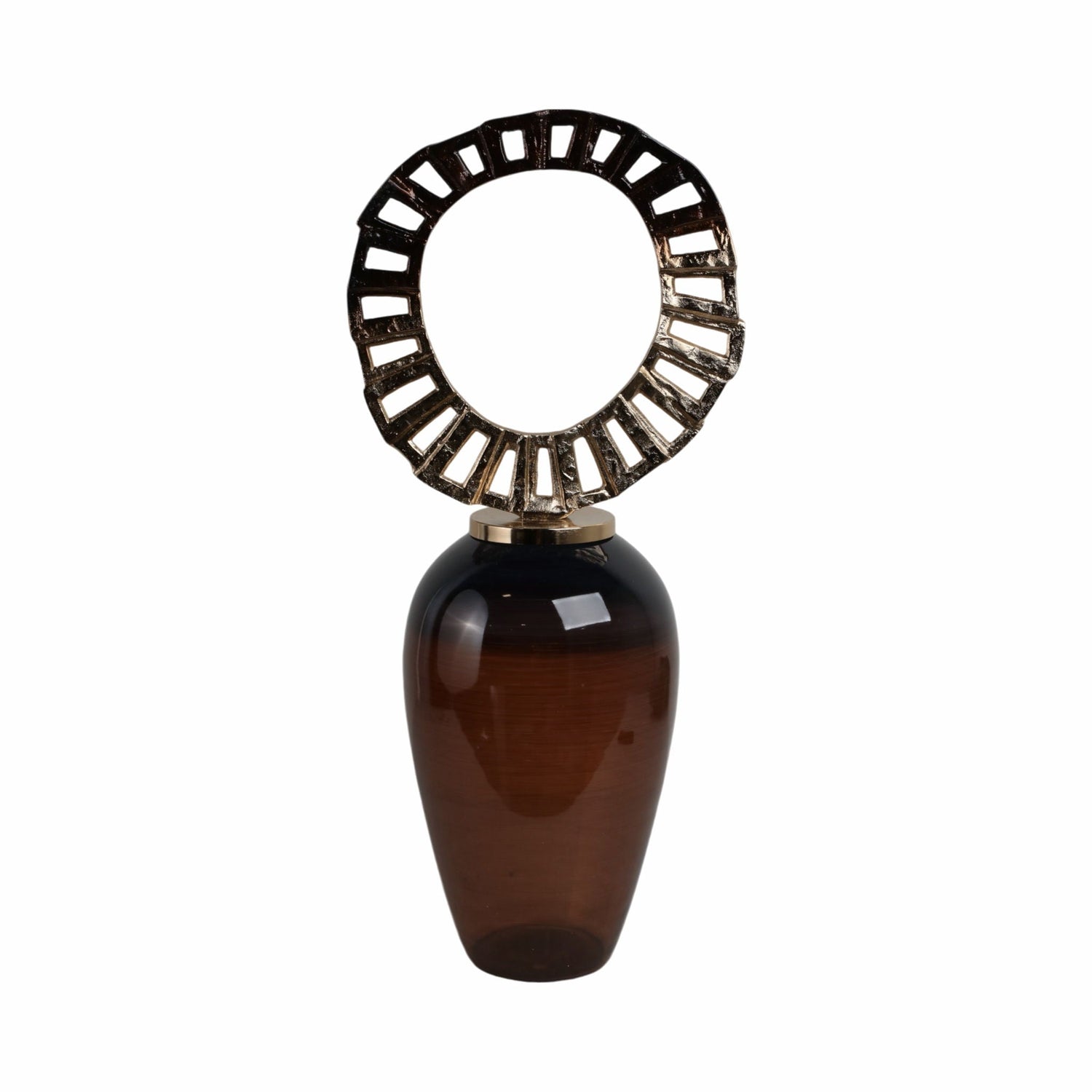 Glass 31" Vase With Crown Top - Brown