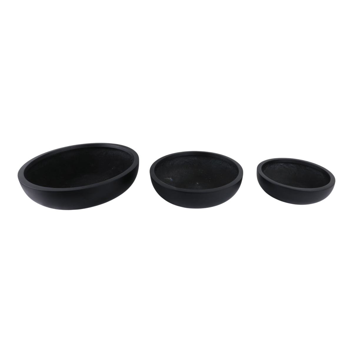 13" / 17" / 21" Low Bowl Planters (Set of 3) - Black