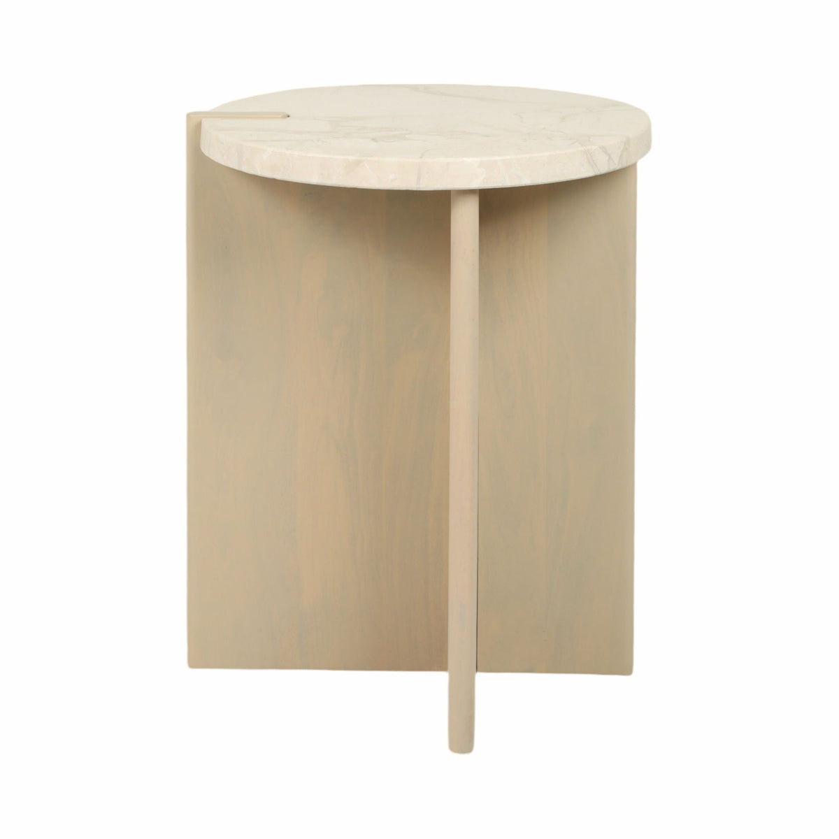 24" Connley Medium Marble And Wood Accent Table - Beige