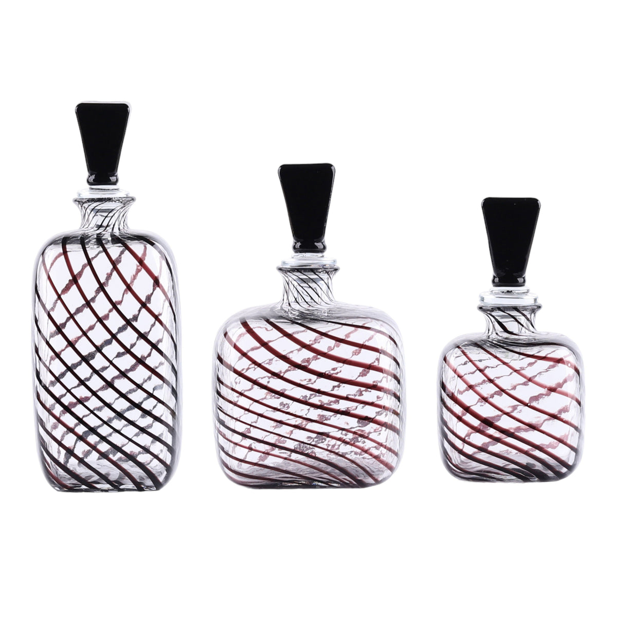 11" / 13" / 17" Lilou Art Bottles With Stopper (Set of 3) - Black
