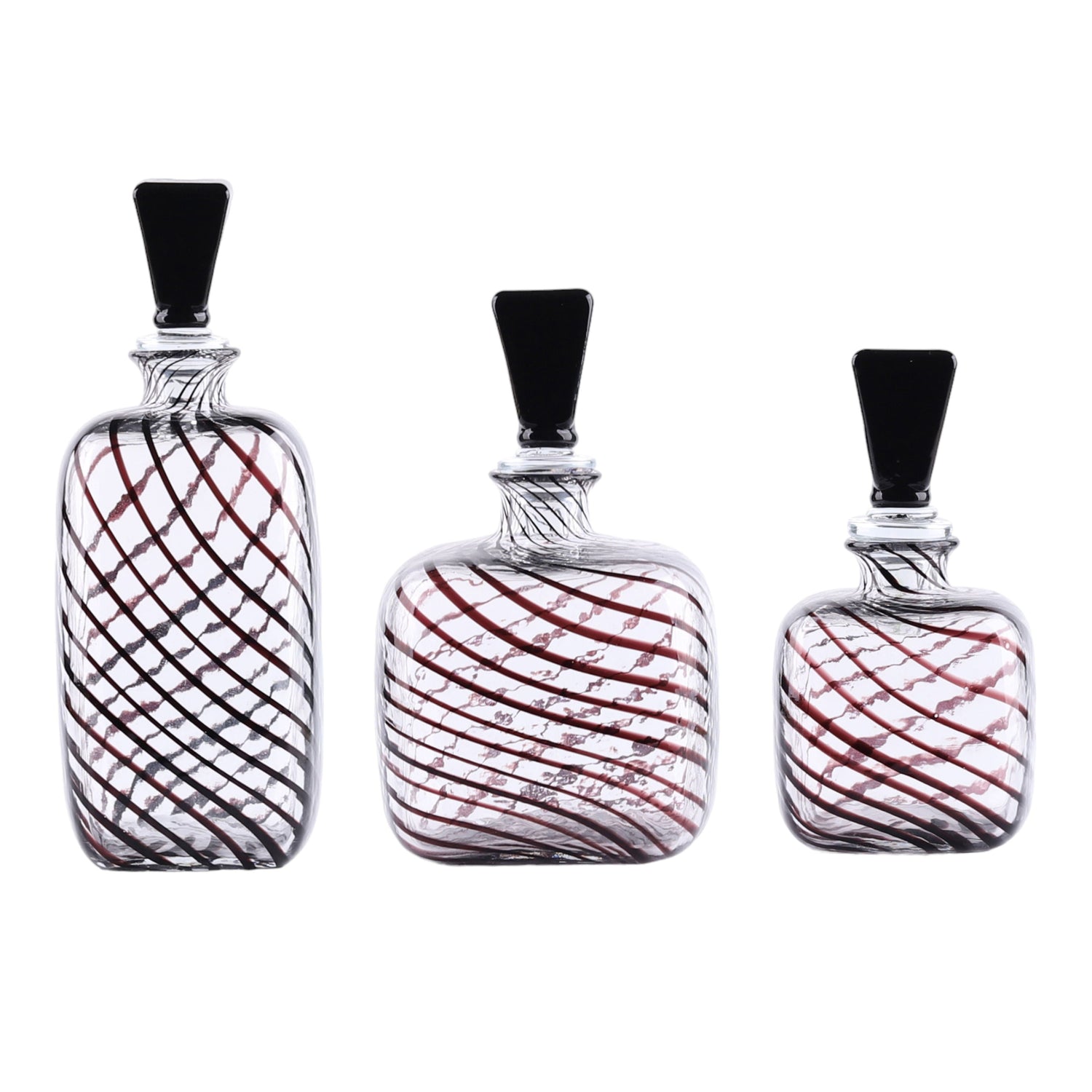 11" / 13" / 17" Lilou Art Bottles With Stopper (Set of 3) - Black