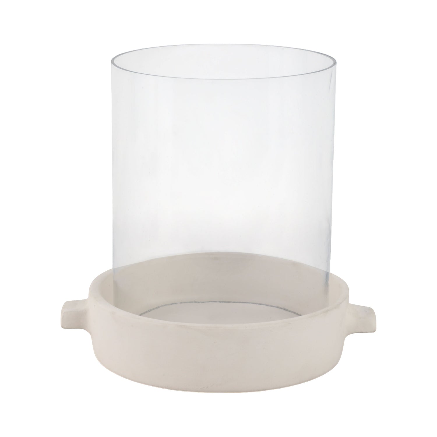 10" Terracotta Hurricane Pillar Holder - White
