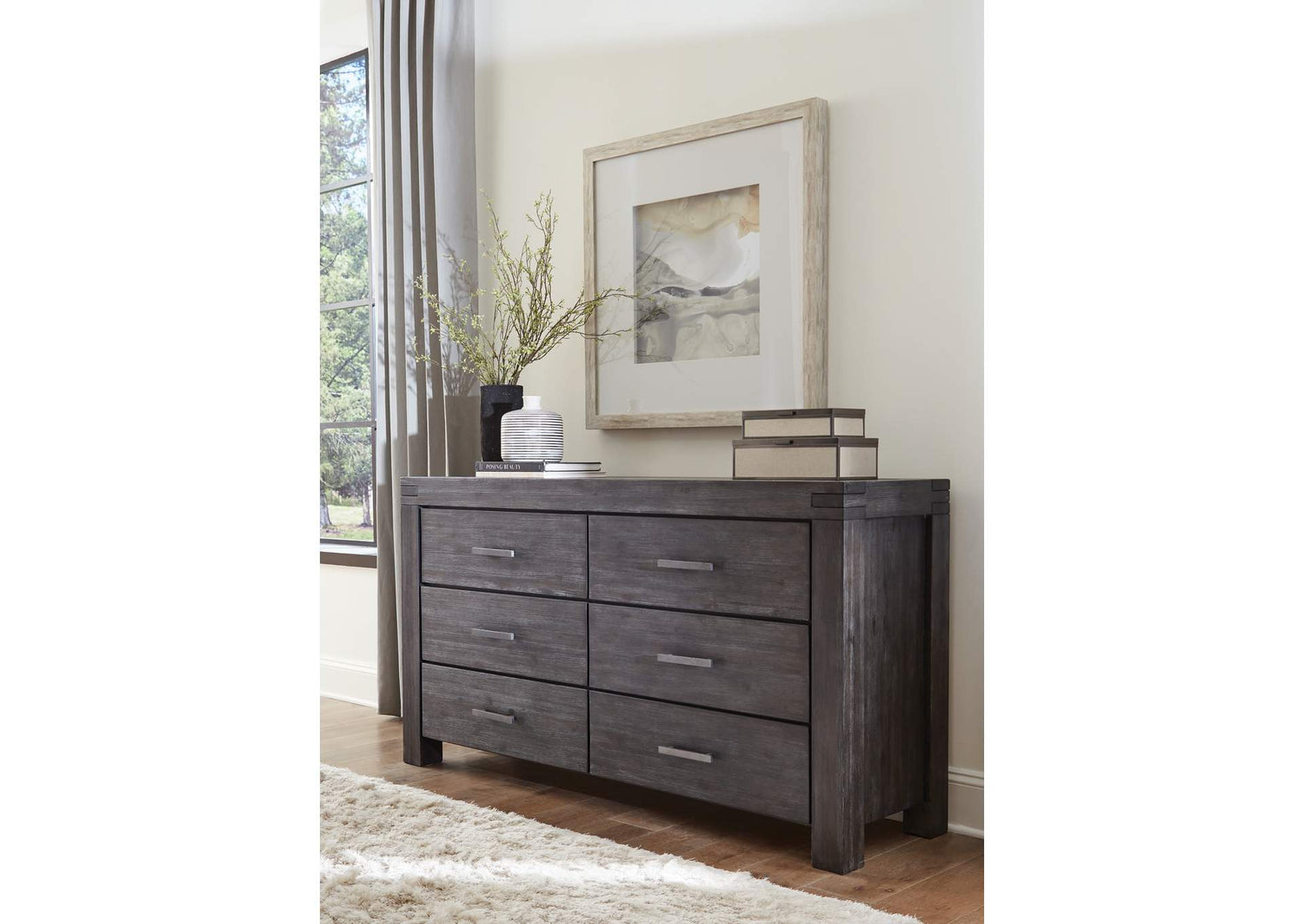 3FT382A Meadow Six Drawer Solid Wood Dresser In Graphite (2024)