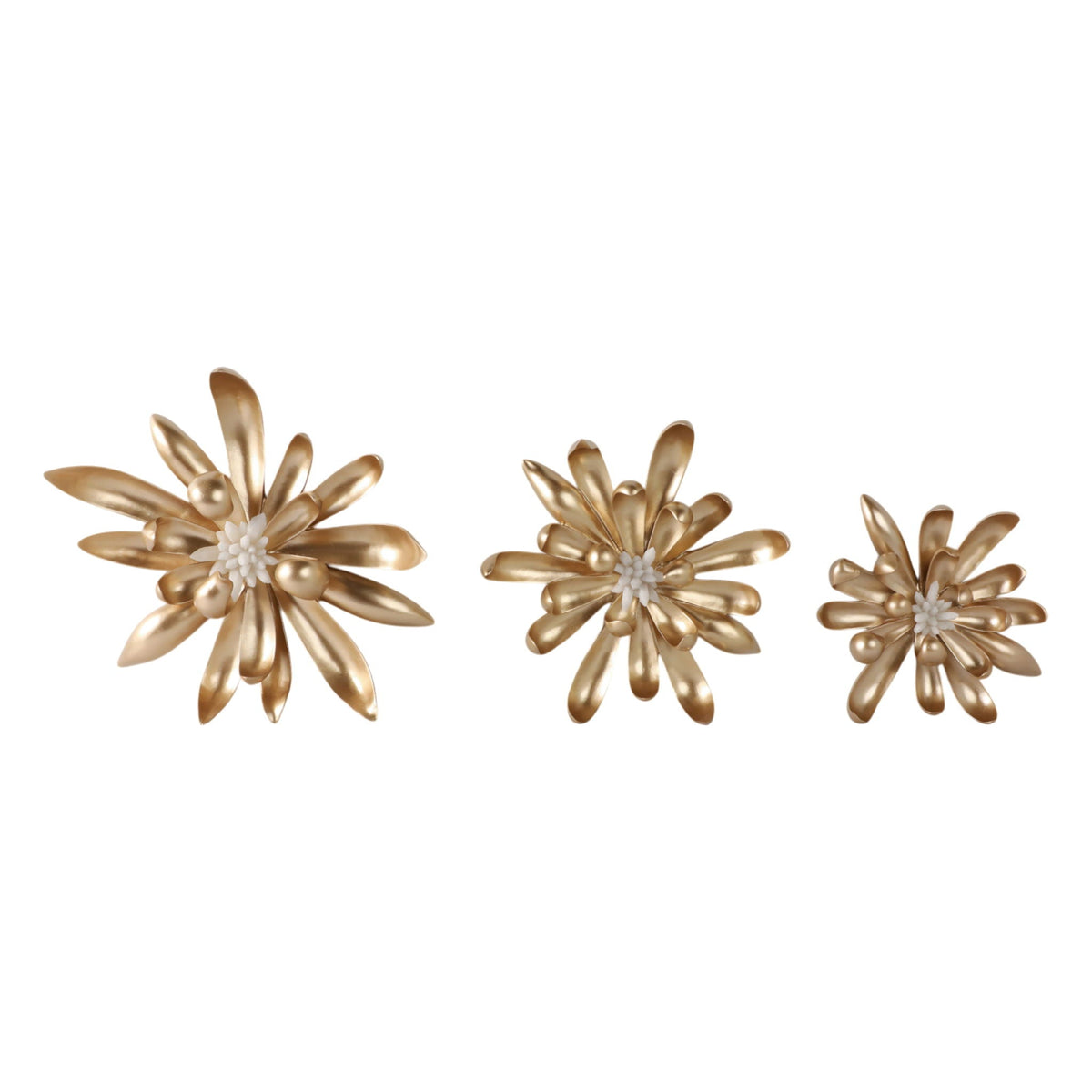 12" / 13" / 17" Hanna Wall Flowers (Set of 3) - Gold