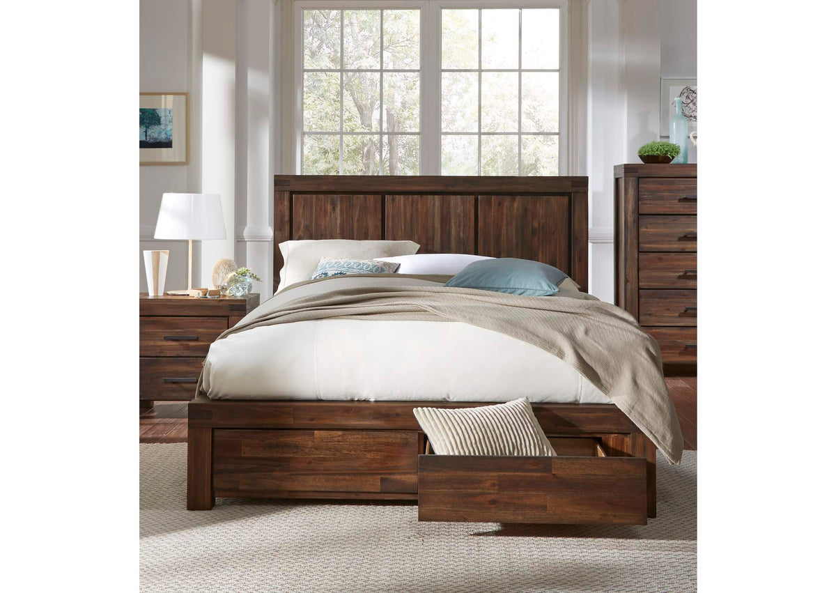 3F41D7 Meadow Solid Wood Footboard Storage Bed In Brick Brown