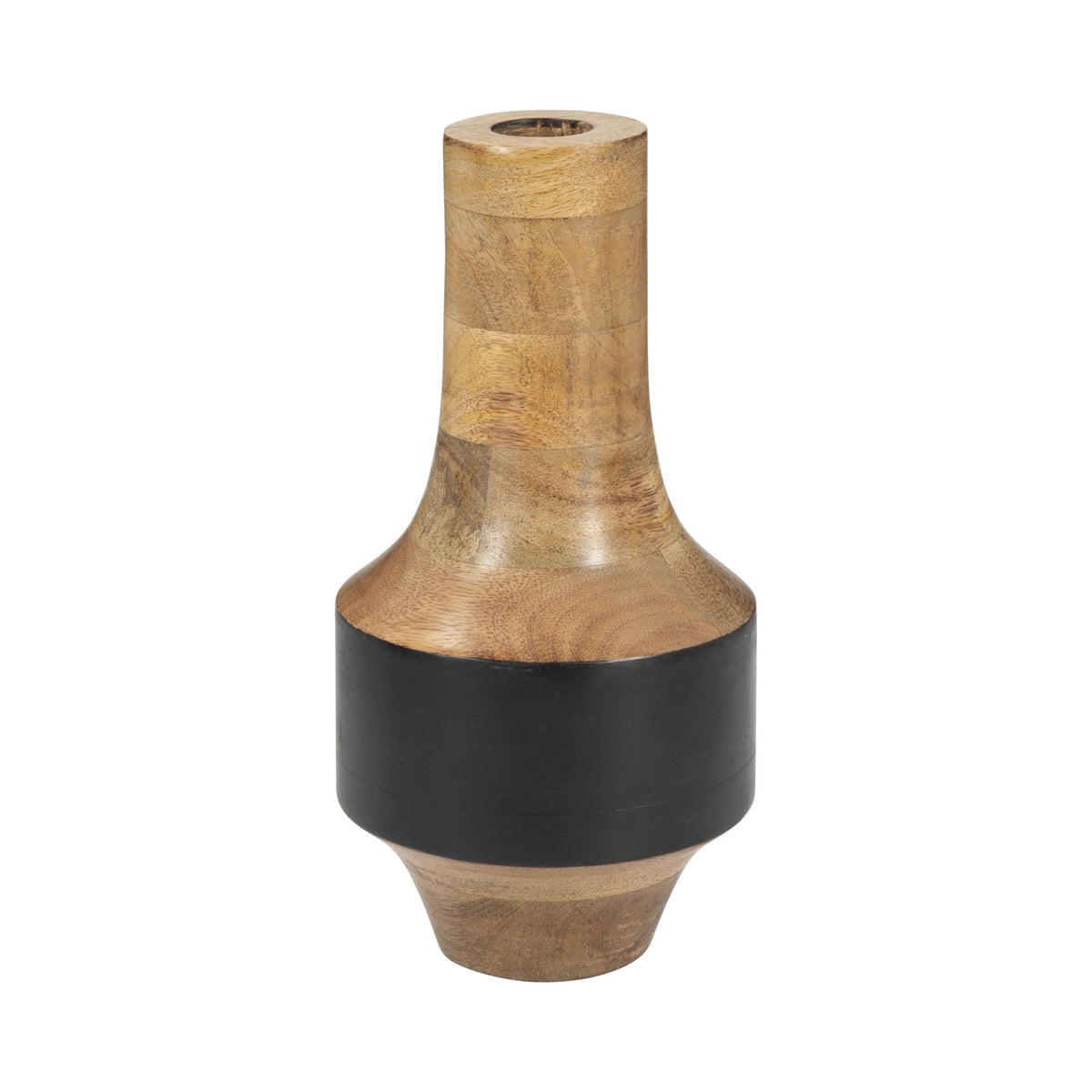Mango Wood 11" 2-Tone Vase - Brown/Black