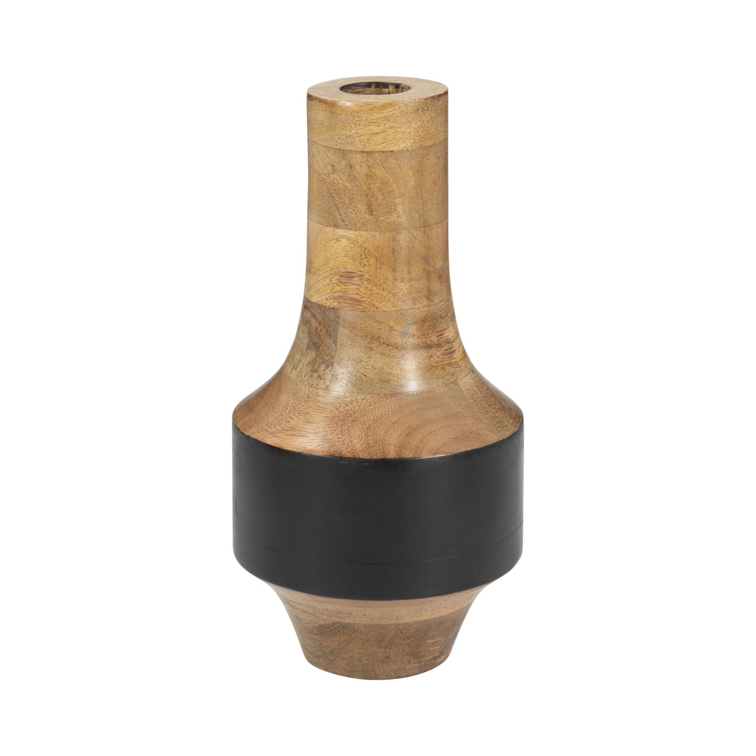 Mango Wood 11" 2-Tone Vase - Brown/Black