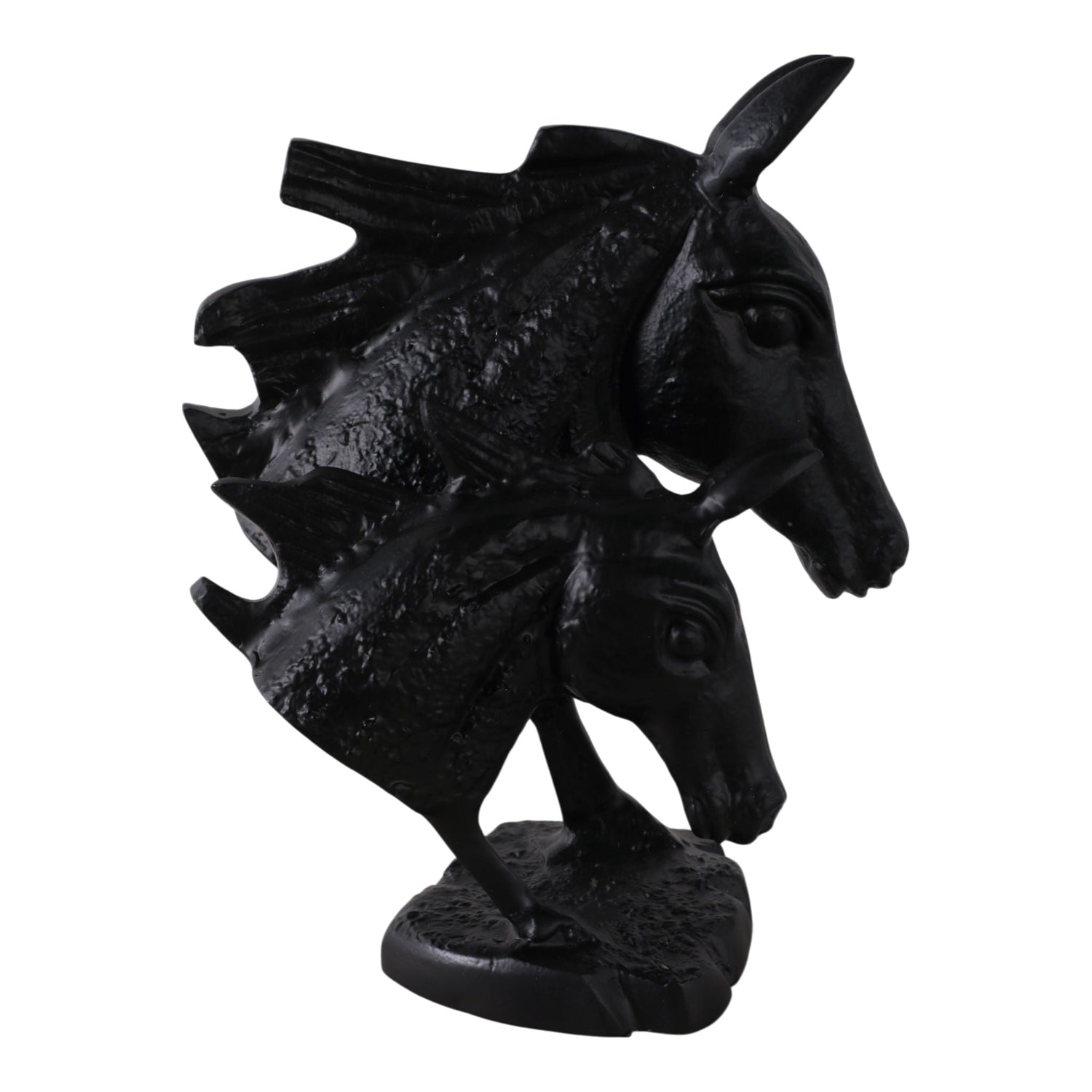 13" x 9" Horse And Baby Horse Head Metal Figure - Black
