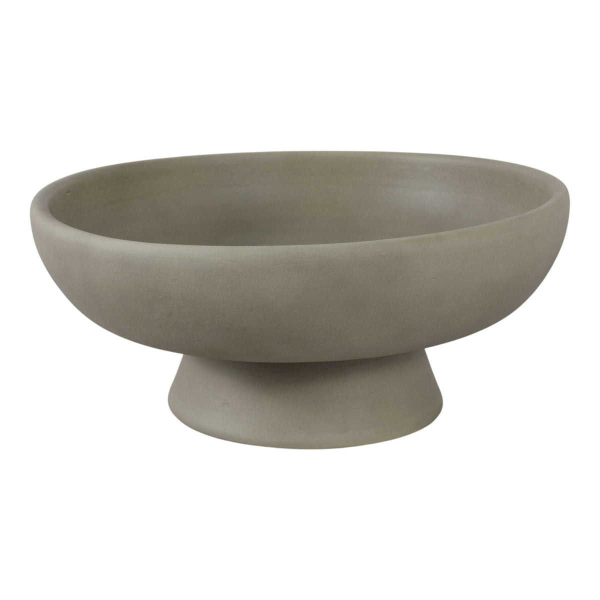 13" x 5" Terracotta Bowl On Pedestal - Sage Green