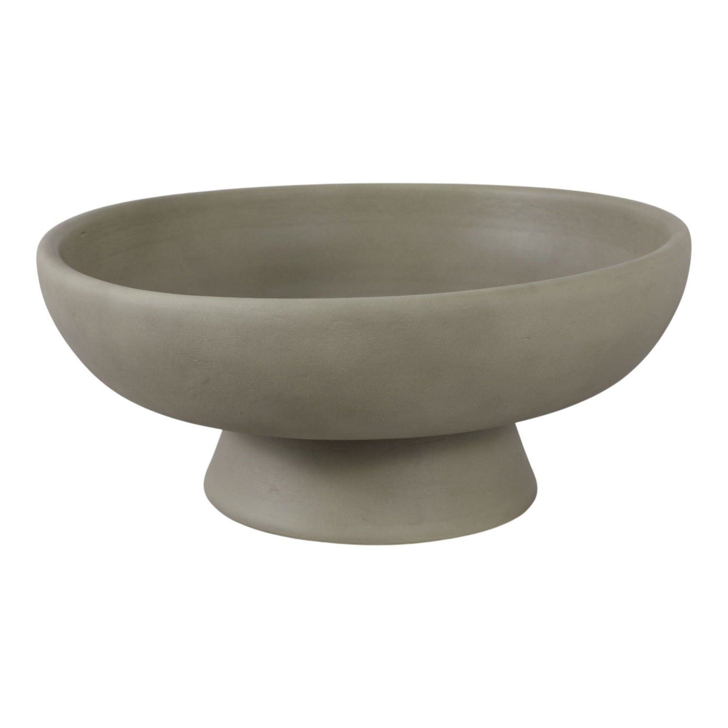 13" x 5" Terracotta Bowl On Pedestal - Sage Green
