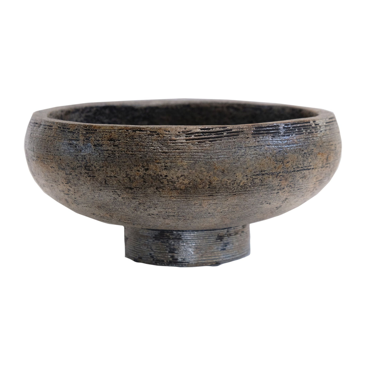 Terracotta 14" Etched Bowl On Stand - Multi