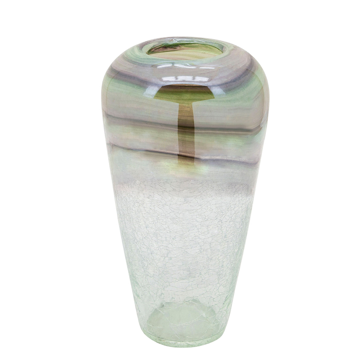 Glass Crackled Vase 12" - Clear