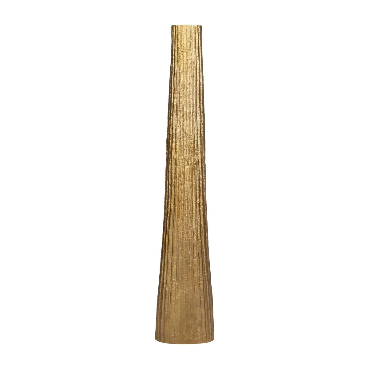 Metal 58" Ribbed Floor Vase - Gold