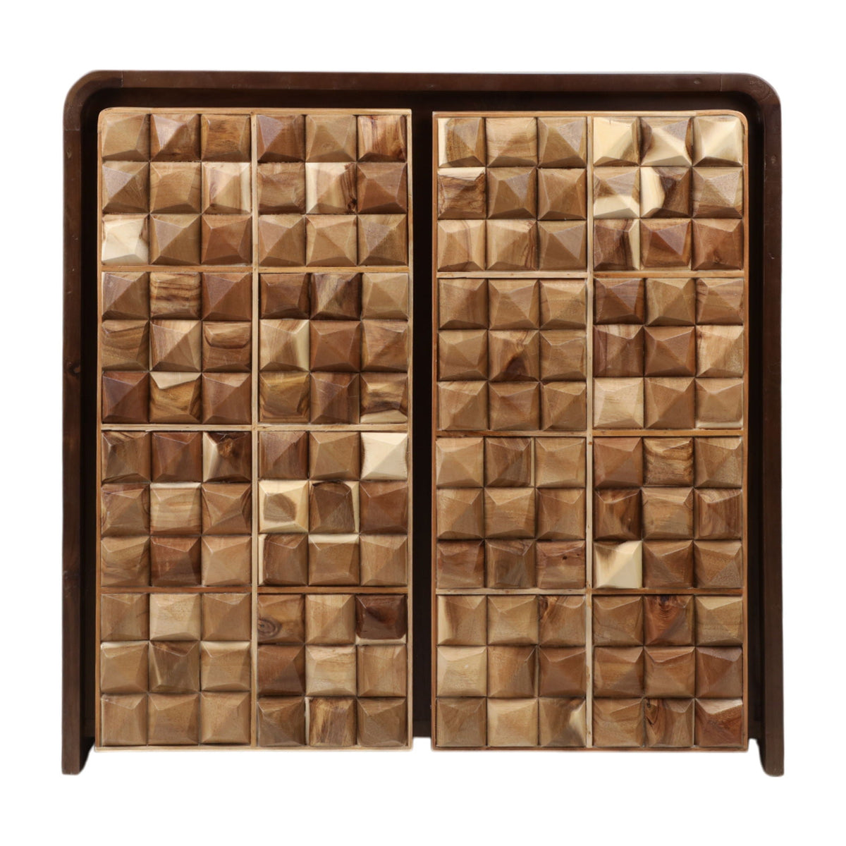 33" Teakwood Geo Detail 2-Door Cabinet - Natural