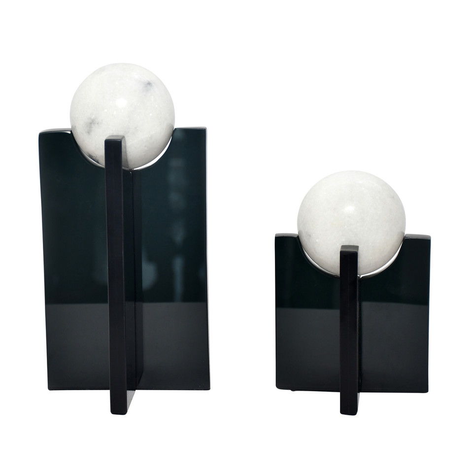Elias & Marble Sphere Statuary (Set of 2) - Black