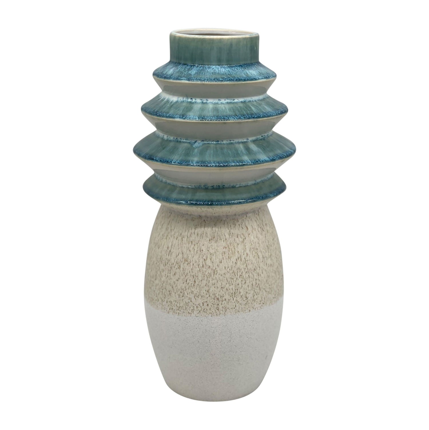 15" Fluted Top Vase Reactive Finish - Multi