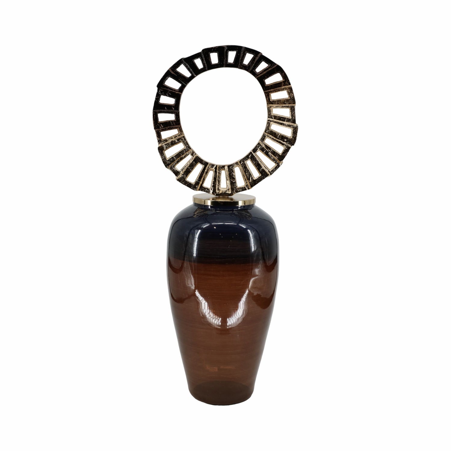 Glass 34" Vase With Crown Top - Brown