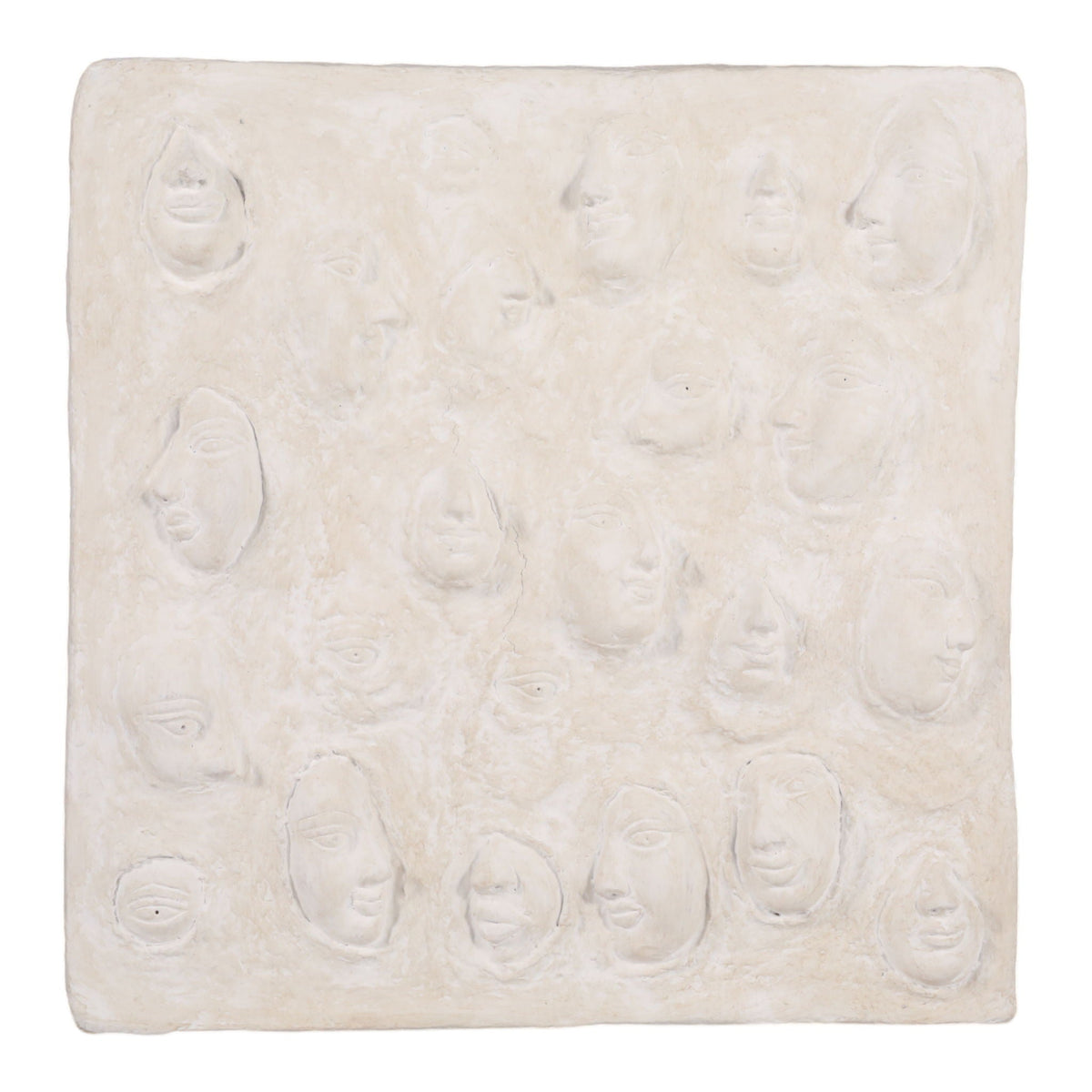 24" x 24" Faces Paper Mache Wall Art - White