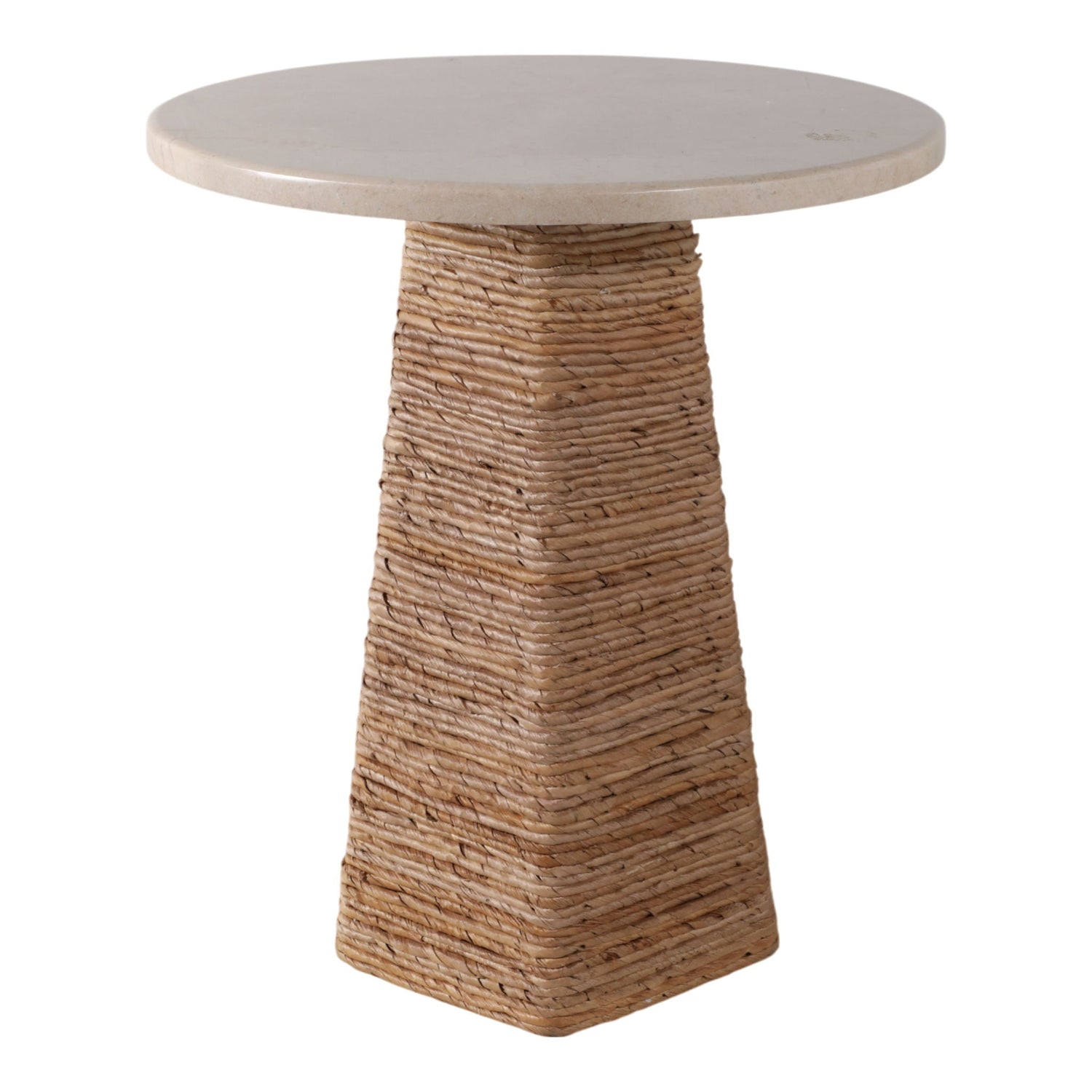 20 x 17" Marble Top Pandan Hex Base Accent Table - Ivory