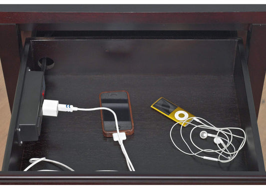 NV2381P Nevis Charging Station Nightstand In Espresso
