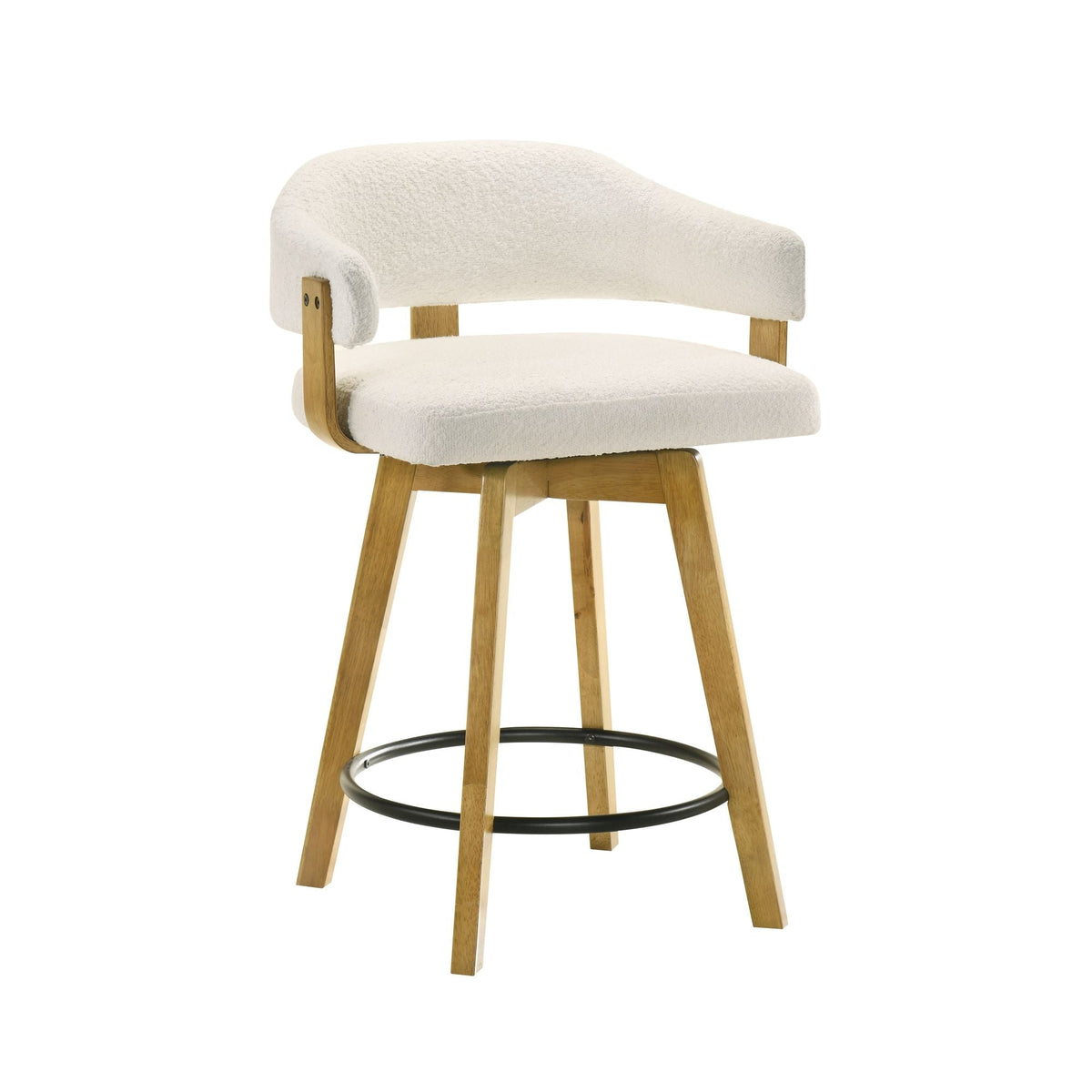 Callah - Contemporary Natural Wood Counter Height Kitchen Bar Stool