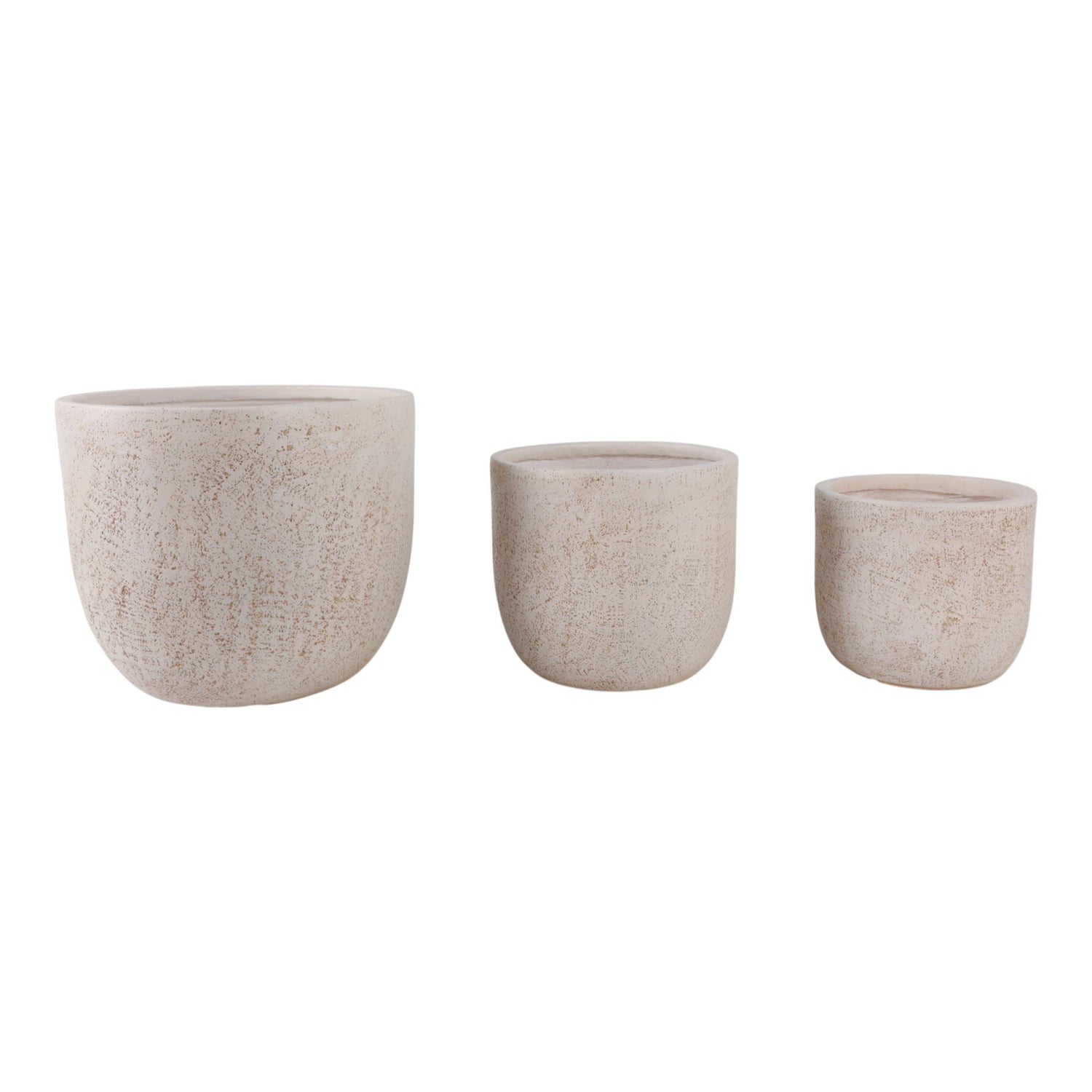 10" / 12" / 16" Cement Texture Resin Planters (Set of 3) - Ivory