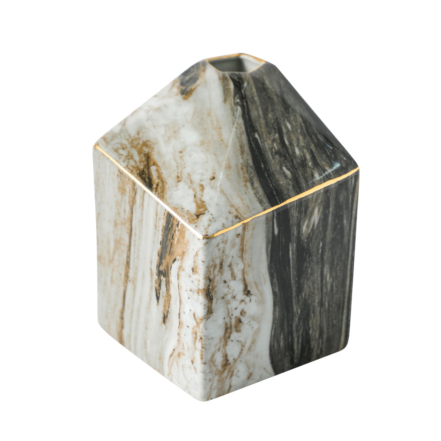 7" Salmis Medium Vase - Gray Marble