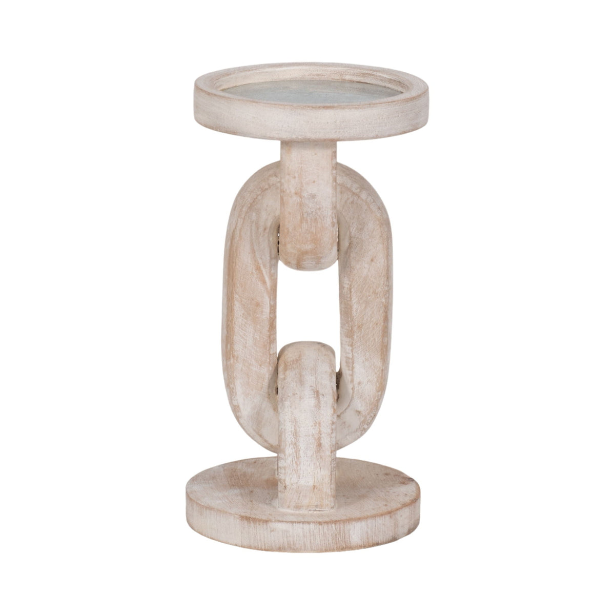 8" Chain Pillar Candle Holder - White