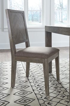 Herringbone Solid Wood Upholstered Dining Chair in Rustic Latte (2)