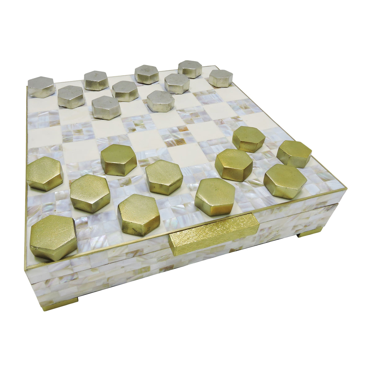 15" X 15" Bailee Mother Of Pearl Checker Box Set - Multi