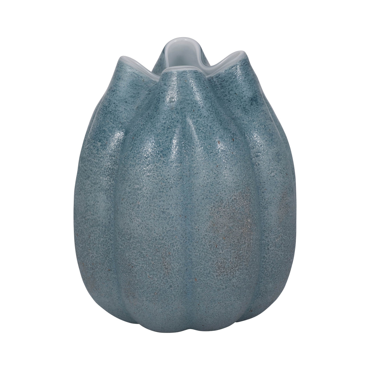 10" Glass Sea Urchin Vase - Blue