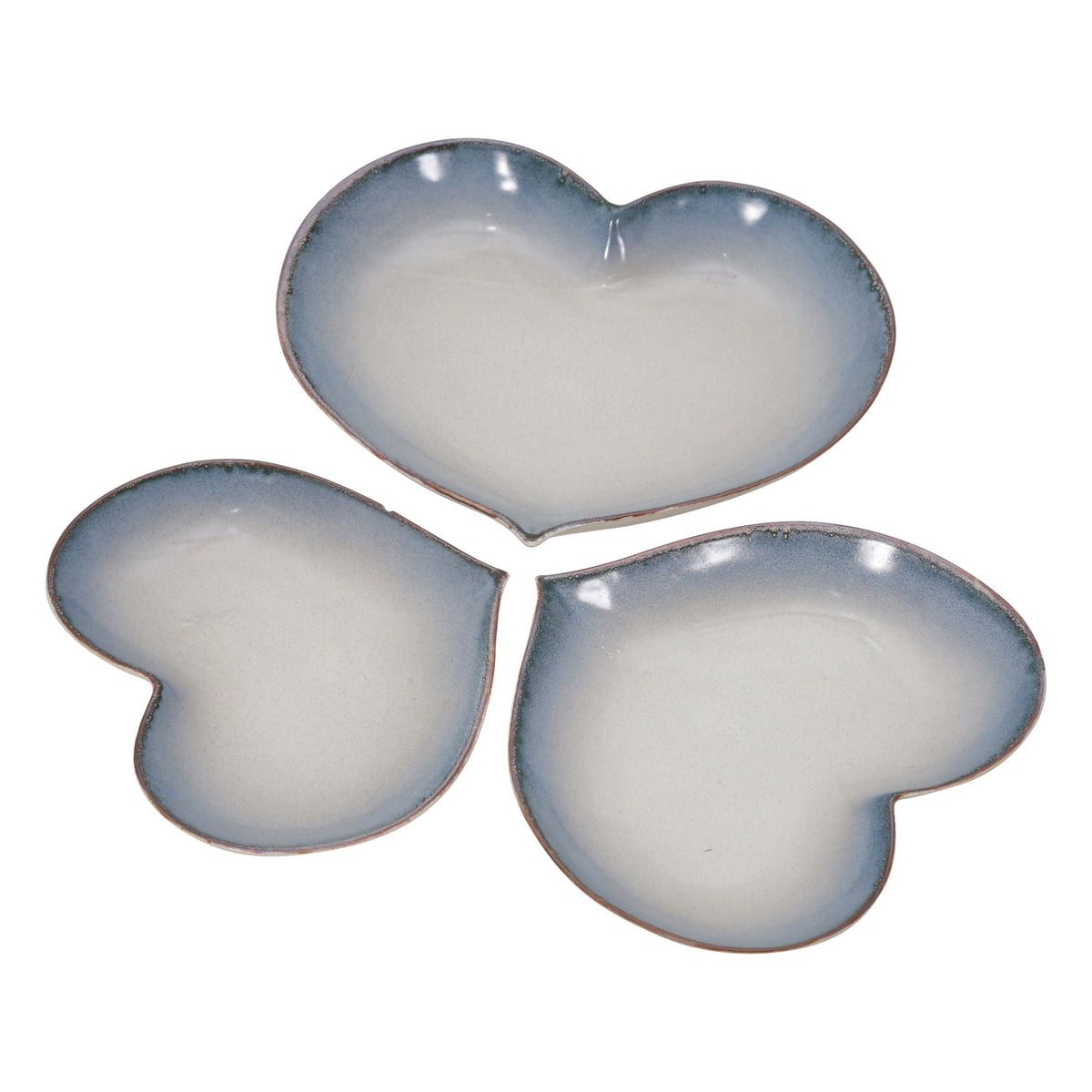 15" / 13" /12" Ceramic Heart Plates (Set of 3) - Blue Fade