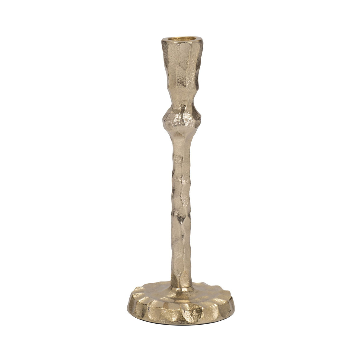 Metal 9" Hammered Taper Candleholder - Gold