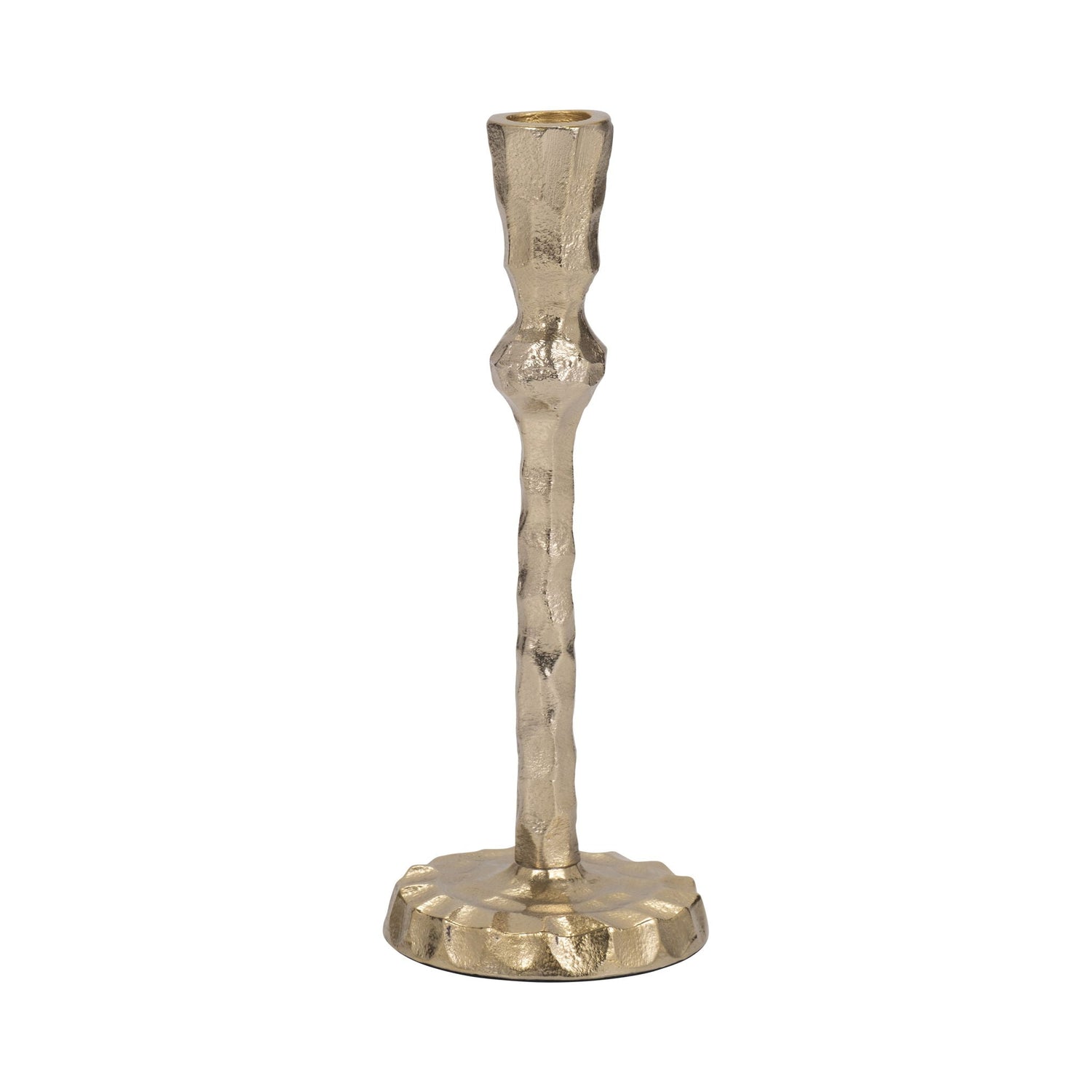 Metal 9" Hammered Taper Candleholder - Gold
