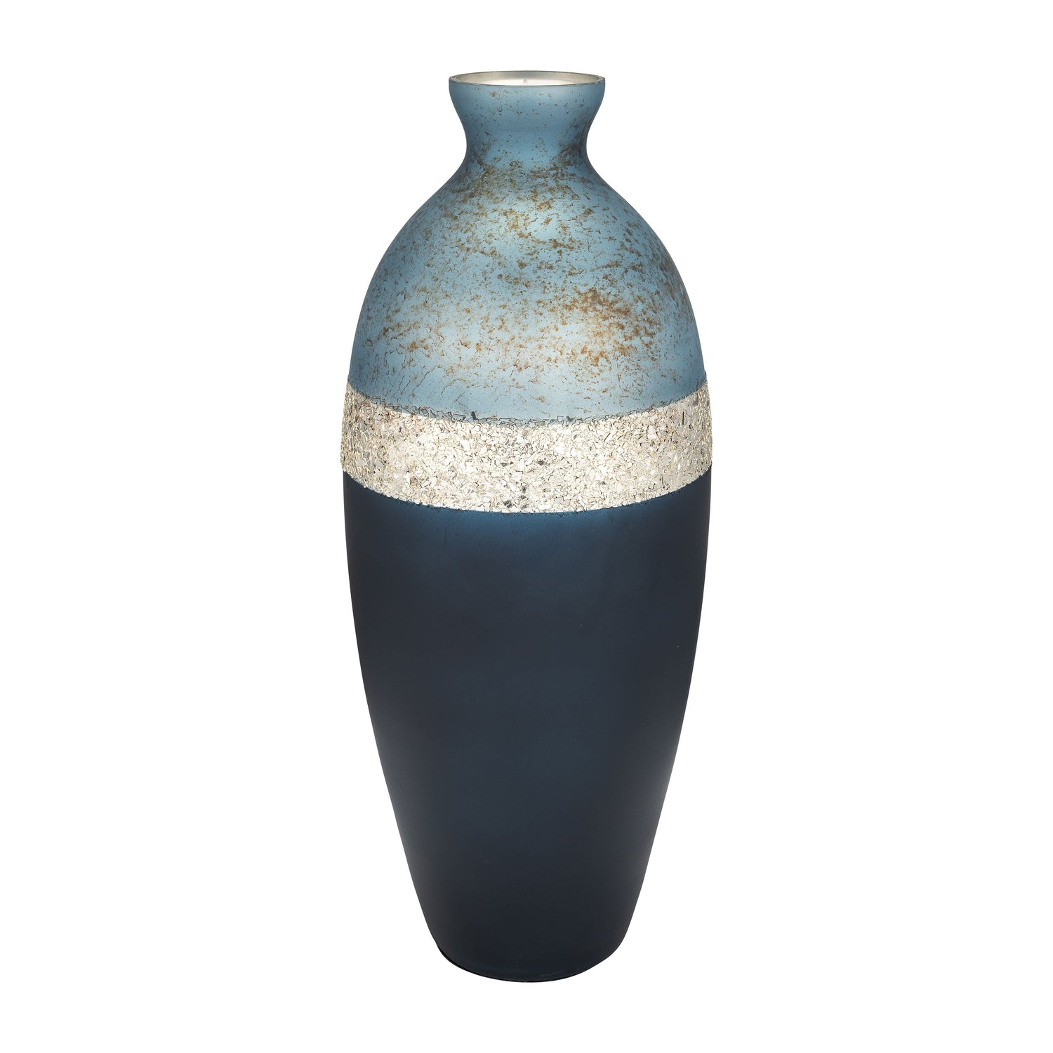 Glass Tri-colored Glittered Vase 18" - Multi