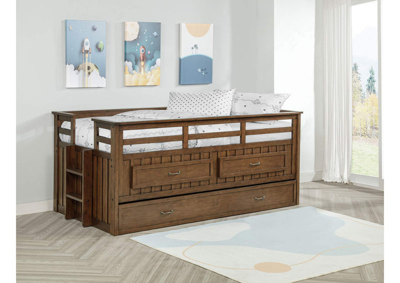400716T Carlsbad Wood Twin Captains Bed With Trundle Medium Brown