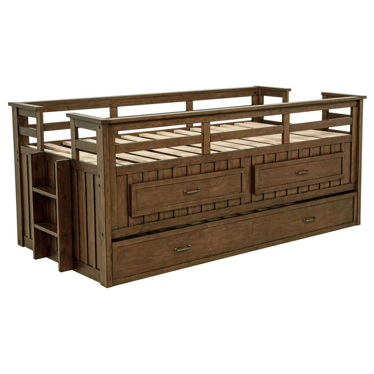 400716T Carlsbad Wood Twin Captains Bed With Trundle Medium Brown