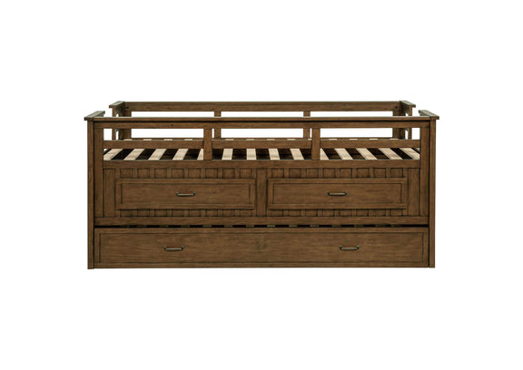 400716T Carlsbad Wood Twin Captains Bed With Trundle Medium Brown