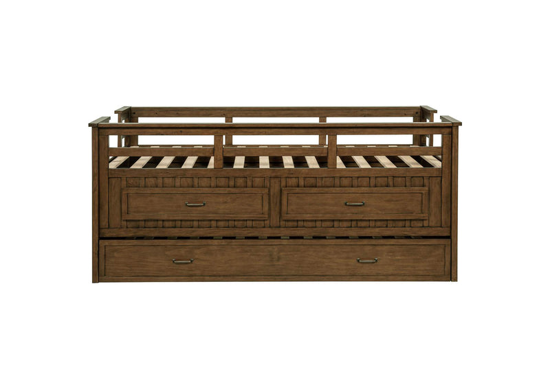 400716T Carlsbad Wood Twin Captains Bed With Trundle Medium Brown