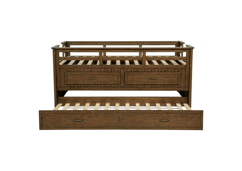 400716T Carlsbad Wood Twin Captains Bed With Trundle Medium Brown
