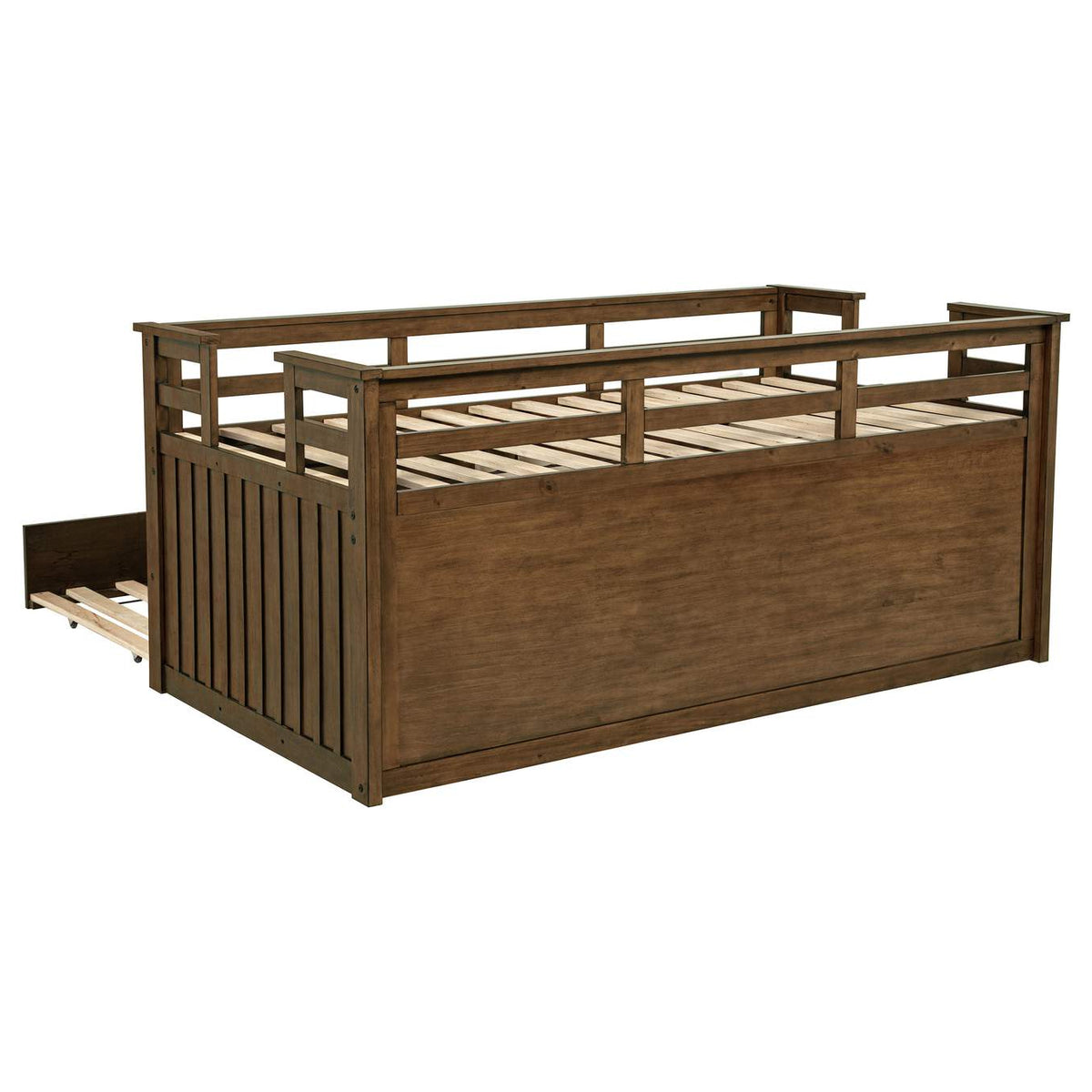 400716T Carlsbad Wood Twin Captains Bed With Trundle Medium Brown